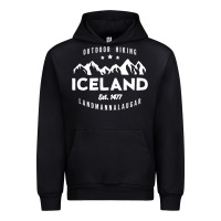 Black iceland hiking landmannalaugar est 1477 Urban Hoodie - linhVisuals