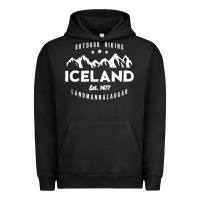 Pigment Black iceland hiking landmannalaugar est 1477 Urban Hoodie - linhVisuals