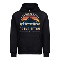 Black national park grand teton vintage retro hiking Urban Hoodie - linhVisuals