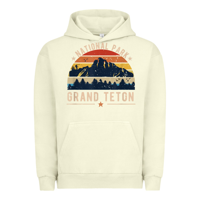 National Park Grand Teton Vintage Retro Hiking Urban Hoodie by linhVisuals | Teevron