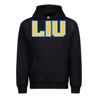 Black Liu Gold Wordmark Urban Hoodie - linhVisuals