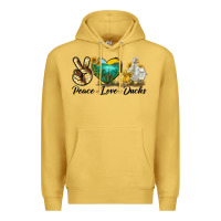 Antique Gold Peace Love Ducks Premium Hoodie - LillyAllenDesigns