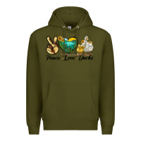 Army Green Peace Love Ducks Premium Hoodie - LillyAllenDesigns