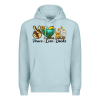 Blue Mist Peace Love Ducks Premium Hoodie - LillyAllenDesigns
