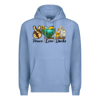 Colony Blue Peace Love Ducks Premium Hoodie - LillyAllenDesigns