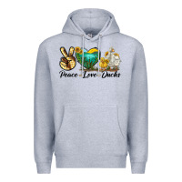 Heather Grey Peace Love Ducks Premium Hoodie - LillyAllenDesigns