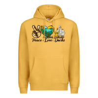 Mustard Peace Love Ducks Premium Hoodie - LillyAllenDesigns