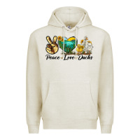 Oatmeal Heather Peace Love Ducks Premium Hoodie - LillyAllenDesigns