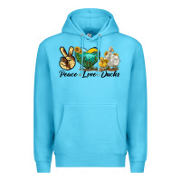 Ocean Blue Peace Love Ducks Premium Hoodie - LillyAllenDesigns