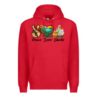 Red Peace Love Ducks Premium Hoodie - LillyAllenDesigns
