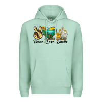 Seafoam Peace Love Ducks Premium Hoodie - LillyAllenDesigns