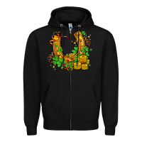 Black horseshoe with shamrocks and coin Zipper Hoodie - AdoDesignShop