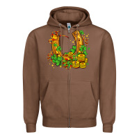 Chestnut horseshoe with shamrocks and coin Zipper Hoodie - AdoDesignShop