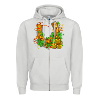 Dove Grey horseshoe with shamrocks and coin Zipper Hoodie - AdoDesignShop