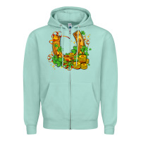 Seafoam horseshoe with shamrocks and coin Zipper Hoodie - AdoDesignShop