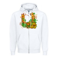 White horseshoe with shamrocks and coin Zipper Hoodie - AdoDesignShop