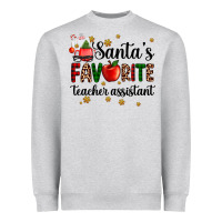 Heather Grey santa's favorite teacher assistant Heavyweight Sweatshirt - AdoDesignShop