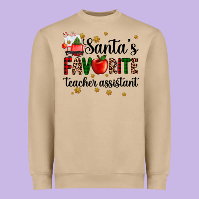 Santa's Favorite Teacher Assistant Heavyweight Sweatshirt Designed By Adodesignshop