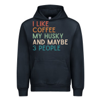 Navy siberian husky dog i like coffee my husky and maybe 3 people vintage d Urban Hoodie - linhVisuals