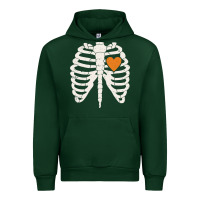 Forest Green skeleton rib case orange pumpkin heart vintage halloween anatomy costu Urban Hoodie - linhVisuals