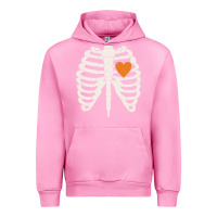 Fuchsia Pink skeleton rib case orange pumpkin heart vintage halloween anatomy costu Urban Hoodie - linhVisuals