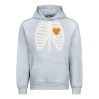 Heather Grey skeleton rib case orange pumpkin heart vintage halloween anatomy costu Urban Hoodie - linhVisuals