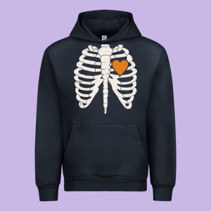 Skeleton Rib Case Orange Pumpkin Heart Vintage Halloween Anatomy Costu Urban Hoodie Designed By Linhvisuals