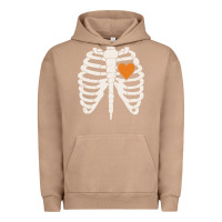 Pigment Burro skeleton rib case orange pumpkin heart vintage halloween anatomy costu Urban Hoodie - linhVisuals