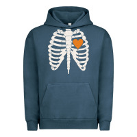 Pigment Midnight Navy skeleton rib case orange pumpkin heart vintage halloween anatomy costu Urban Hoodie - linhVisuals