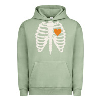 Pigment Oil Green skeleton rib case orange pumpkin heart vintage halloween anatomy costu Urban Hoodie - linhVisuals