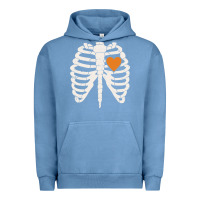 Pigment Pebble Blue skeleton rib case orange pumpkin heart vintage halloween anatomy costu Urban Hoodie - linhVisuals