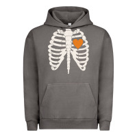 Pigment Tornado skeleton rib case orange pumpkin heart vintage halloween anatomy costu Urban Hoodie - linhVisuals