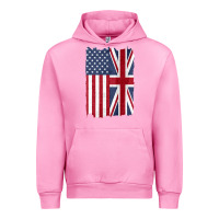 Fuchsia Pink united states with united kingdom flag mix us and uk union jack Urban Hoodie - linhVisuals