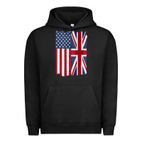 Pigment Black united states with united kingdom flag mix us and uk union jack Urban Hoodie - linhVisuals