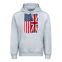 Heather Grey united states with united kingdom flag mix us and uk union jack Urban Hoodie - linhVisuals