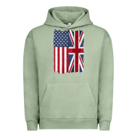 Pigment Oil Green united states with united kingdom flag mix us and uk union jack Urban Hoodie - linhVisuals