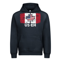 Us Eh American Canadian Flag Canada Day Leaf With Usa Flag Inside Urban Hoodie | Teevron