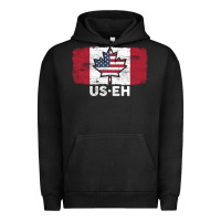 Pigment Black us eh american canadian flag canada day leaf with usa flag inside Urban Hoodie - linhVisuals
