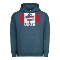 Pigment Midnight Navy us eh american canadian flag canada day leaf with usa flag inside Urban Hoodie - linhVisuals