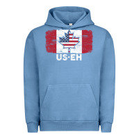 Pigment Pebble Blue us eh american canadian flag canada day leaf with usa flag inside Urban Hoodie - linhVisuals