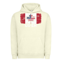Pigment Pistachio us eh american canadian flag canada day leaf with usa flag inside Urban Hoodie - linhVisuals