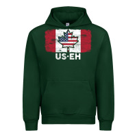 Forest Green us eh american canadian flag canada day leaf with usa flag inside Urban Hoodie - linhVisuals
