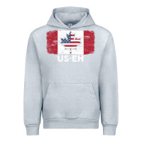Heather Grey us eh american canadian flag canada day leaf with usa flag inside Urban Hoodie - linhVisuals
