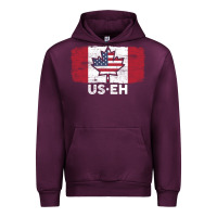 Mauve Wine us eh american canadian flag canada day leaf with usa flag inside Urban Hoodie - linhVisuals