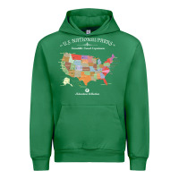 Emerald us national parks map colorful with all 59 national parks Urban Hoodie - linhVisuals