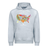 Heather Grey us national parks map colorful with all 59 national parks Urban Hoodie - linhVisuals