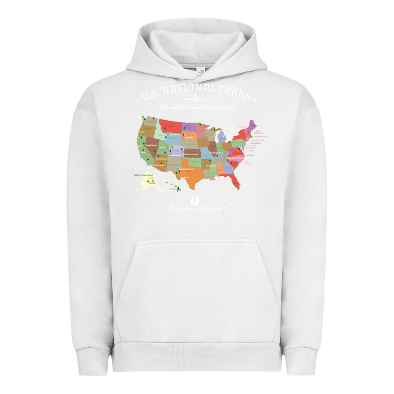 Us National Parks Map Colorful With All 59 National Parks Urban Hoodie by linhVisuals | Teevron