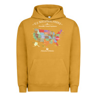 Pigment Peanut Butter us national parks map colorful with all 59 national parks Urban Hoodie - linhVisuals