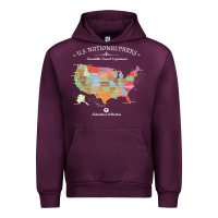Mauve Wine us national parks map colorful with all 59 national parks Urban Hoodie - linhVisuals