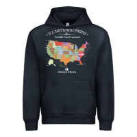 Navy us national parks map colorful with all 59 national parks Urban Hoodie - linhVisuals